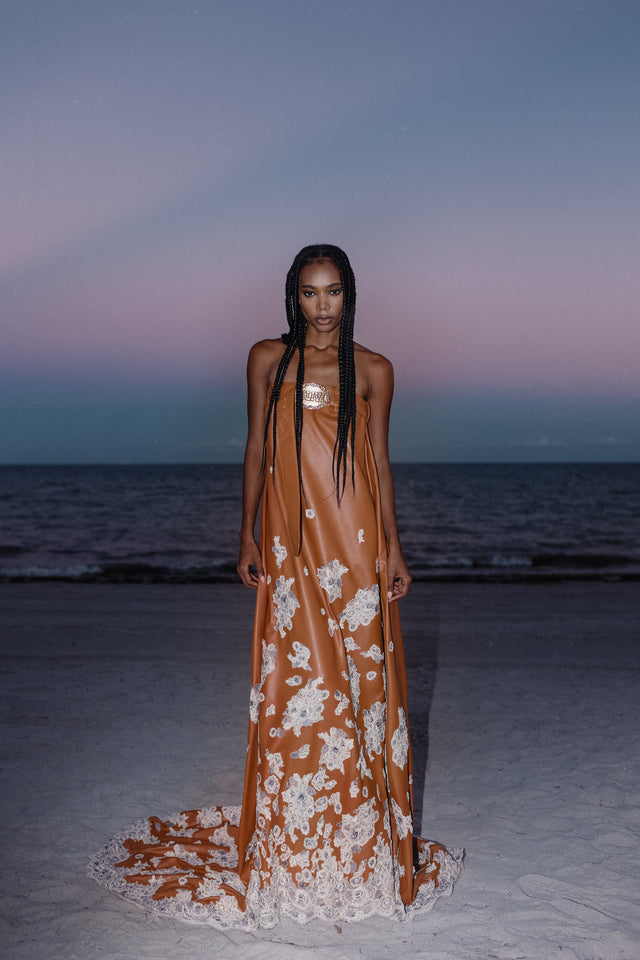 Leather Belted Bespoke Gown - ULIVI