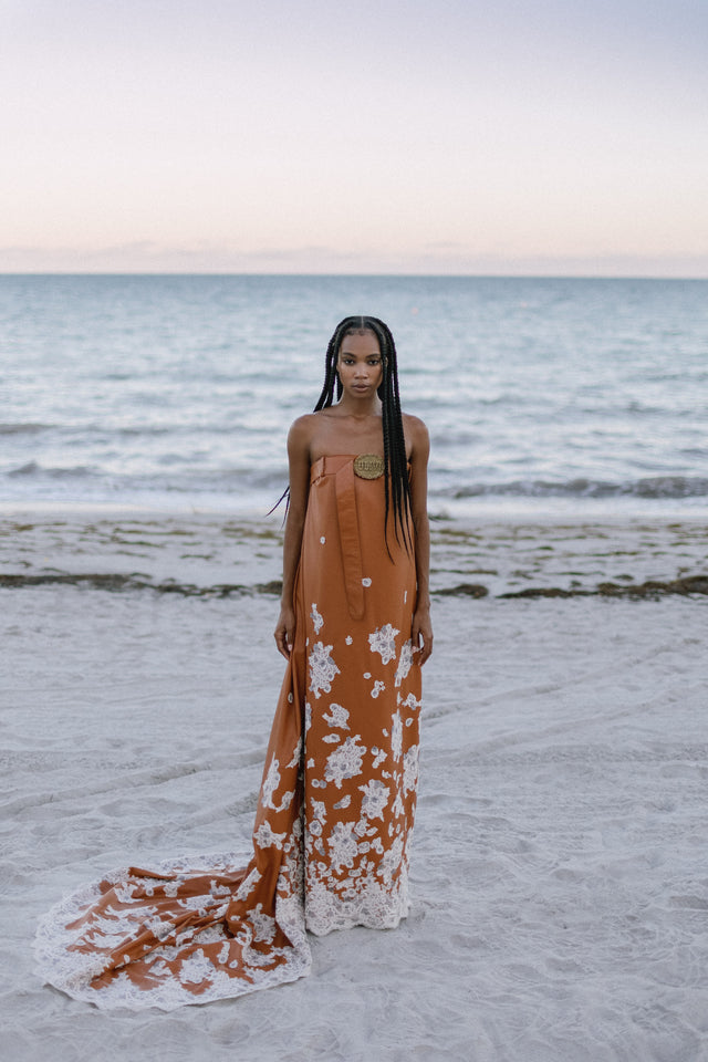 Leather Belted Bespoke Gown - ULIVI
