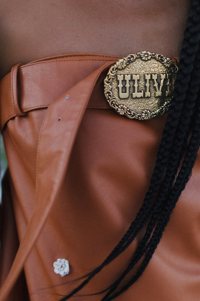 Leather Belted Bespoke Gown - ULIVI