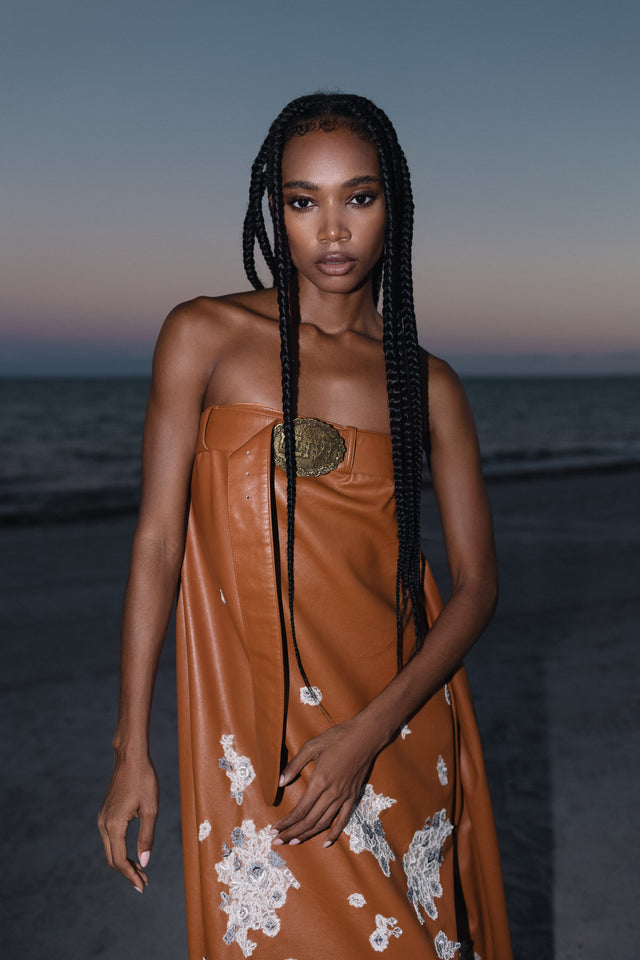 Leather Belted Bespoke Gown - ULIVI