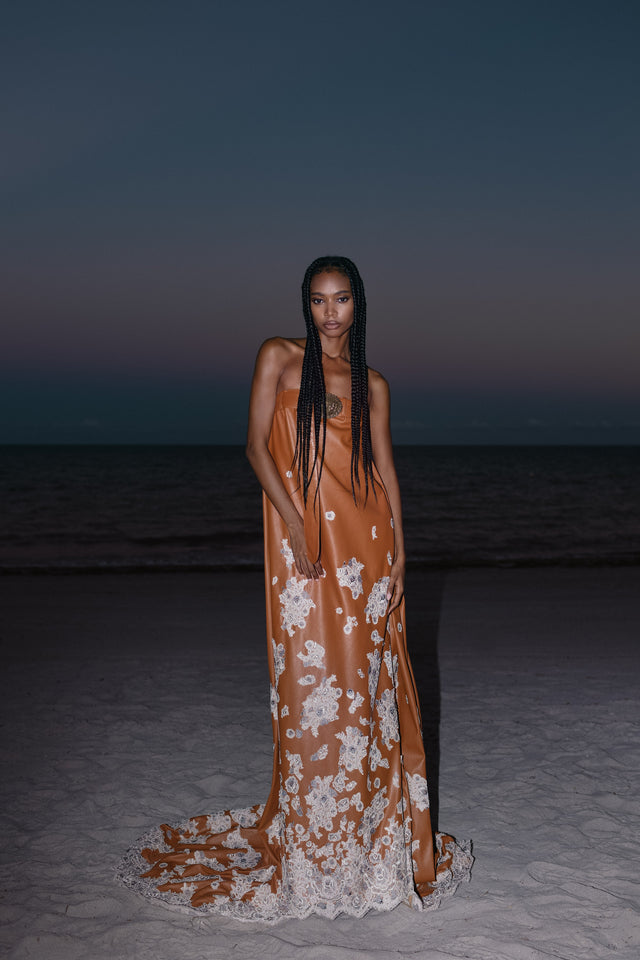 Leather Belted Bespoke Gown - ULIVI
