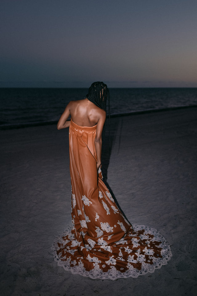 Leather Belted Bespoke Gown - ULIVI